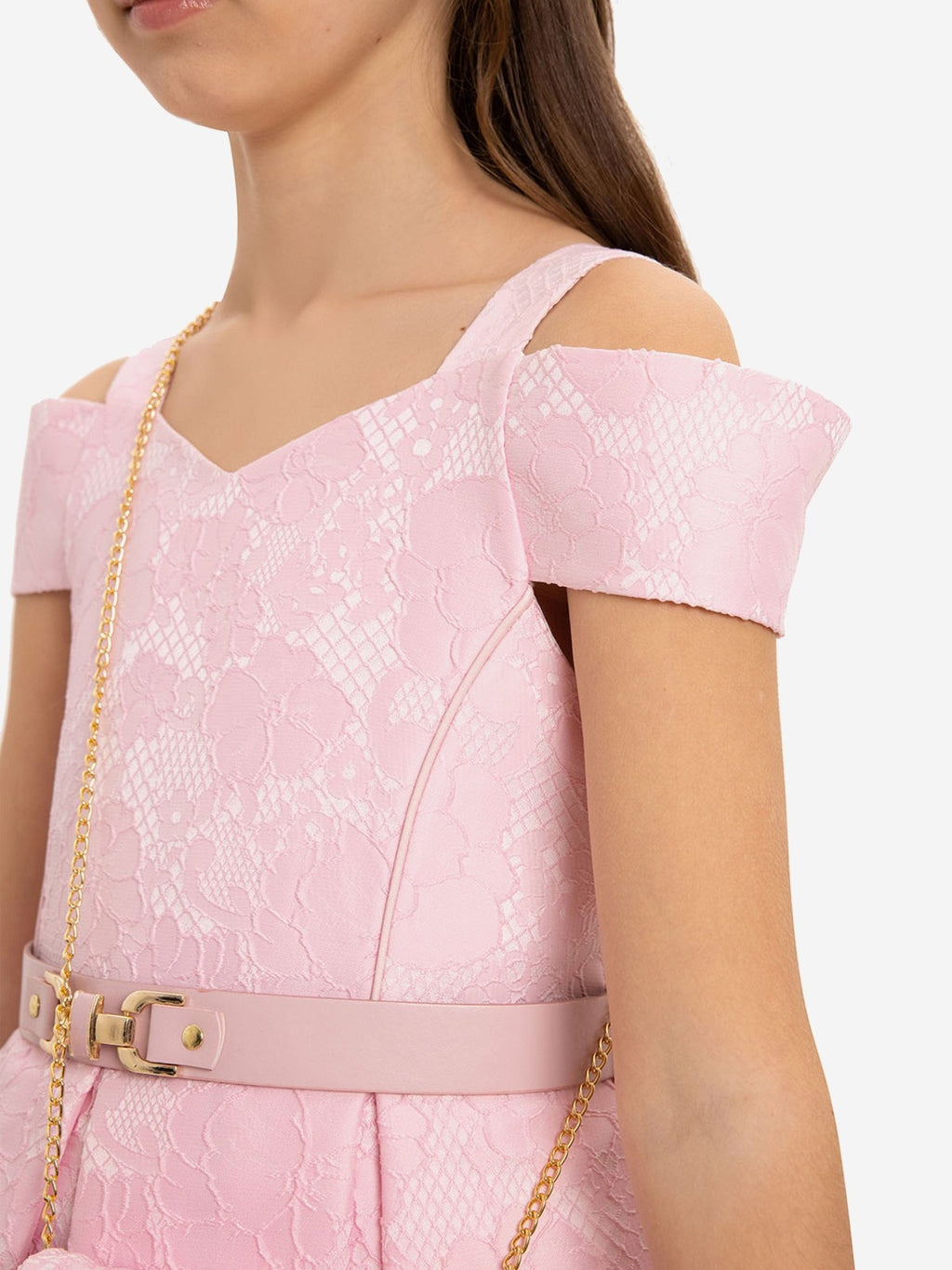 DRESS & Fleur Girls Dress with Bag and Belt in Pink - Vintress Fashion