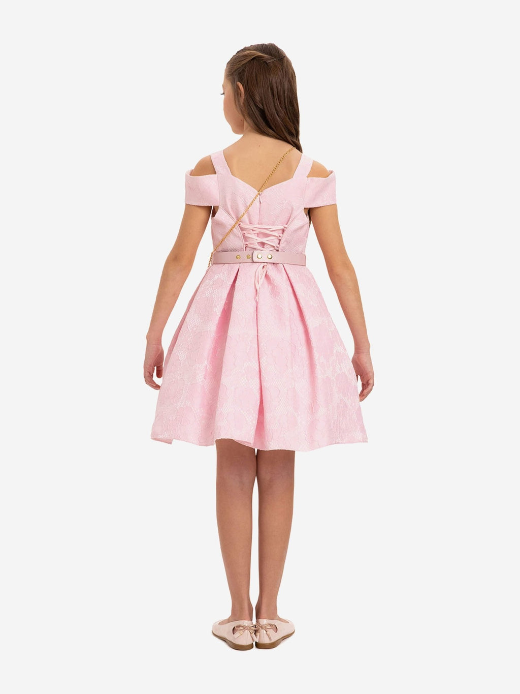 DRESS & Fleur Girls Dress with Bag and Belt in Pink - Vintress Fashion