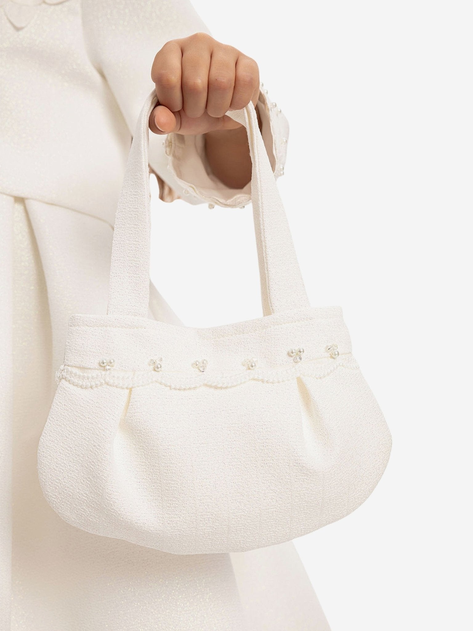 DRESS & Fleur Girls Dress with Bolero and Matching Bag in White - Vintress Fashion