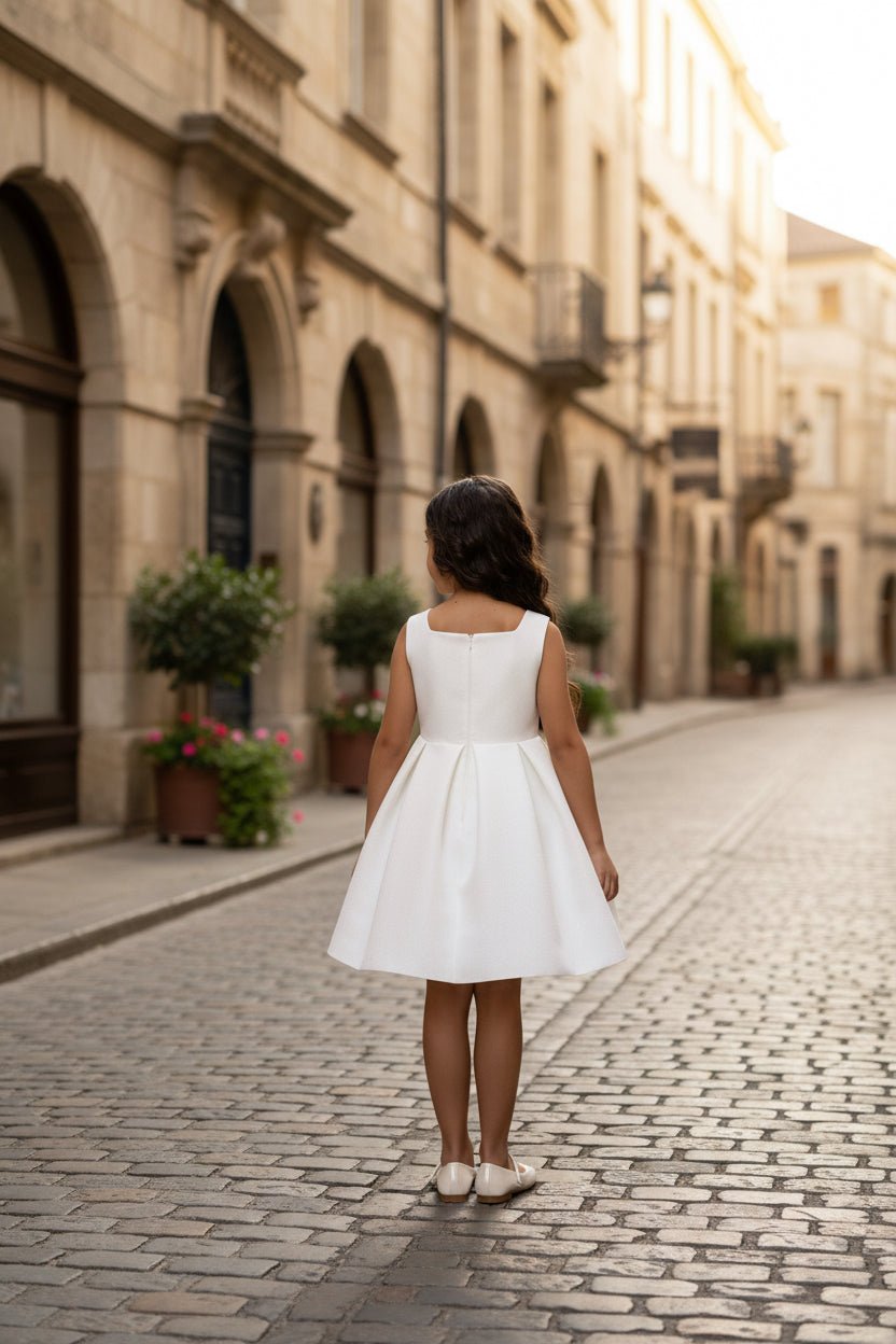 DRESS & Fleur Girls Dress with Bolero and Matching Bag in White - Vintress Fashion