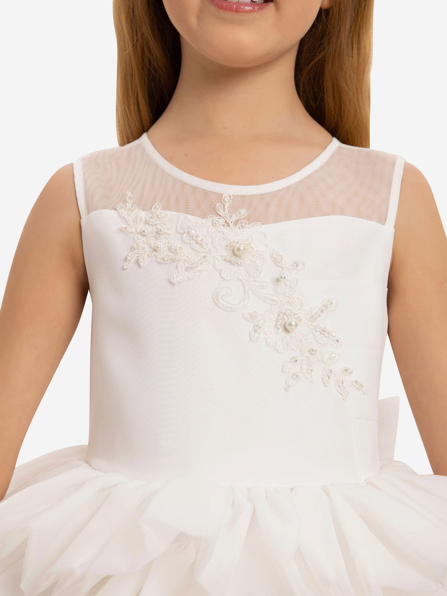 DRESS & Fleur Girls Dress with Headband in White - Vintress Fashion