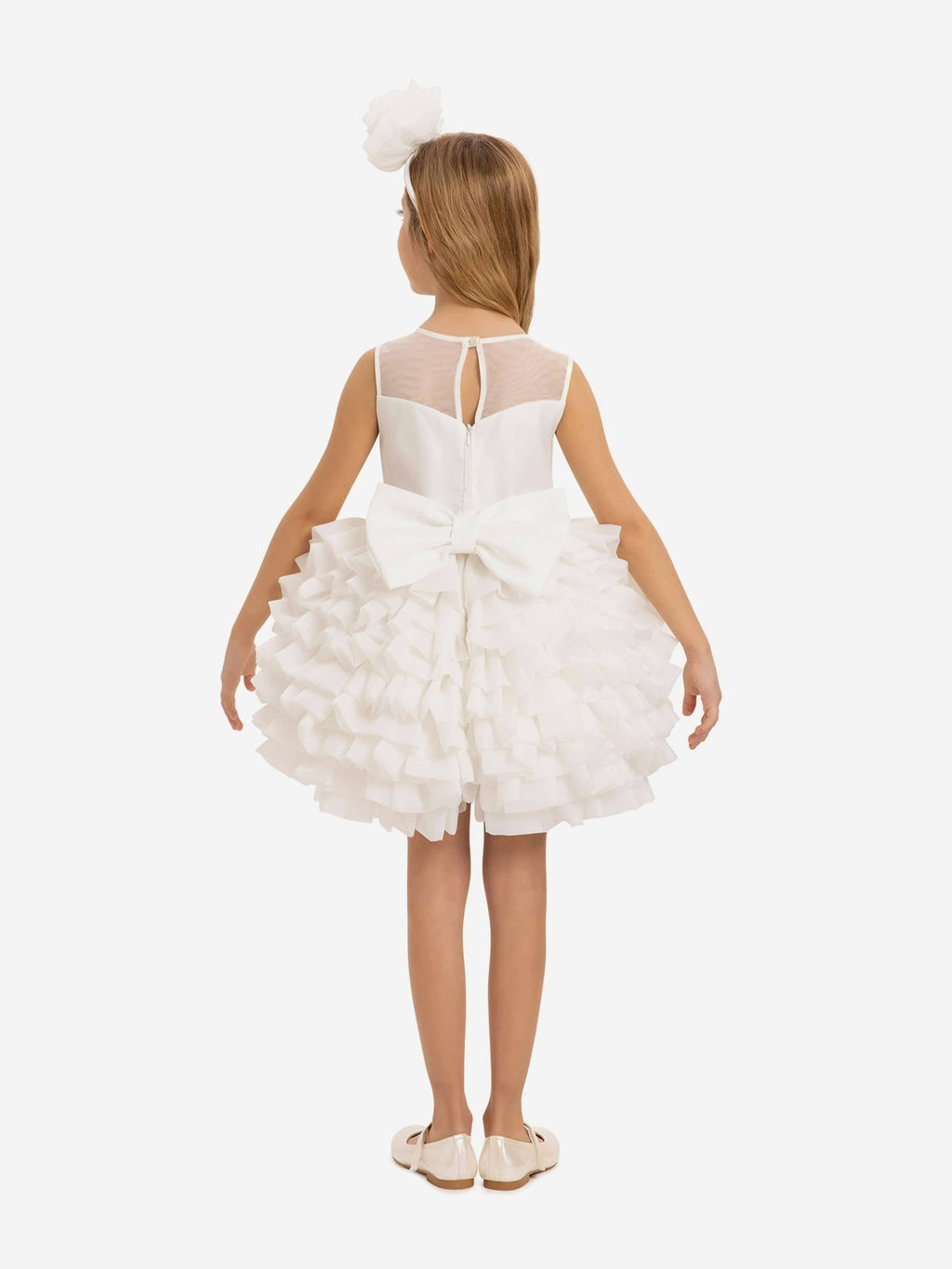 DRESS & Fleur Girls Dress with Headband in White - Vintress Fashion