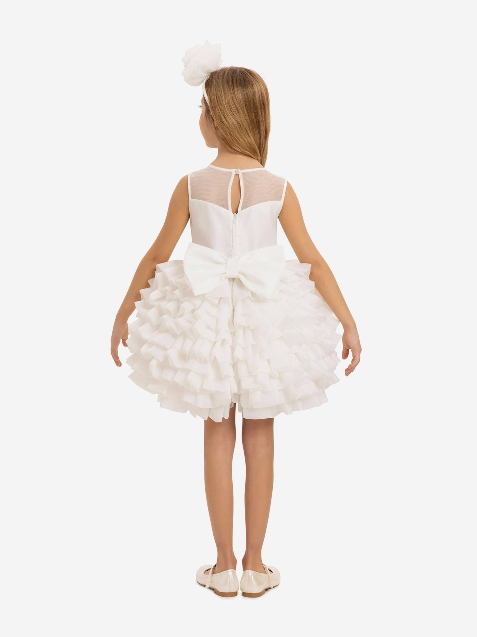 DRESS & Fleur Girls Dress with Headband in White - Vintress Fashion