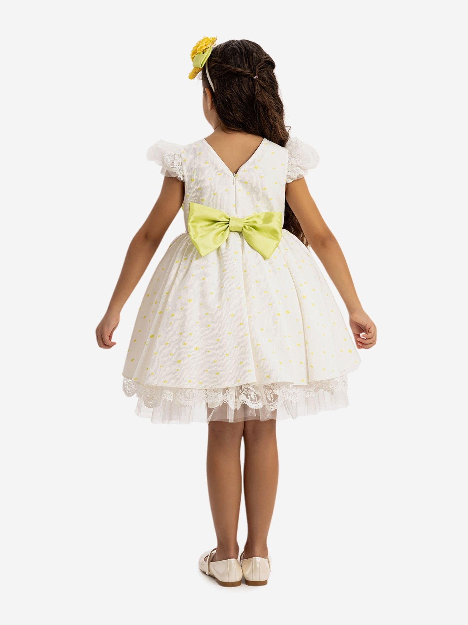 DRESS & Fleur Girls Dress with Headband in Yellow - Vintress Fashion