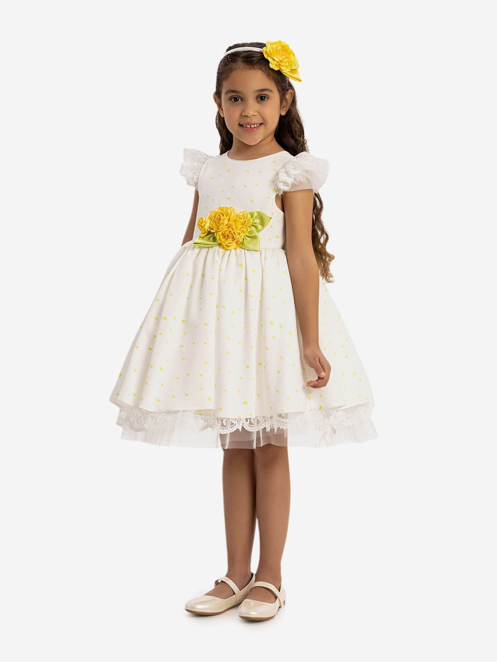 DRESS & Fleur Girls Dress with Headband in Yellow - Vintress Fashion