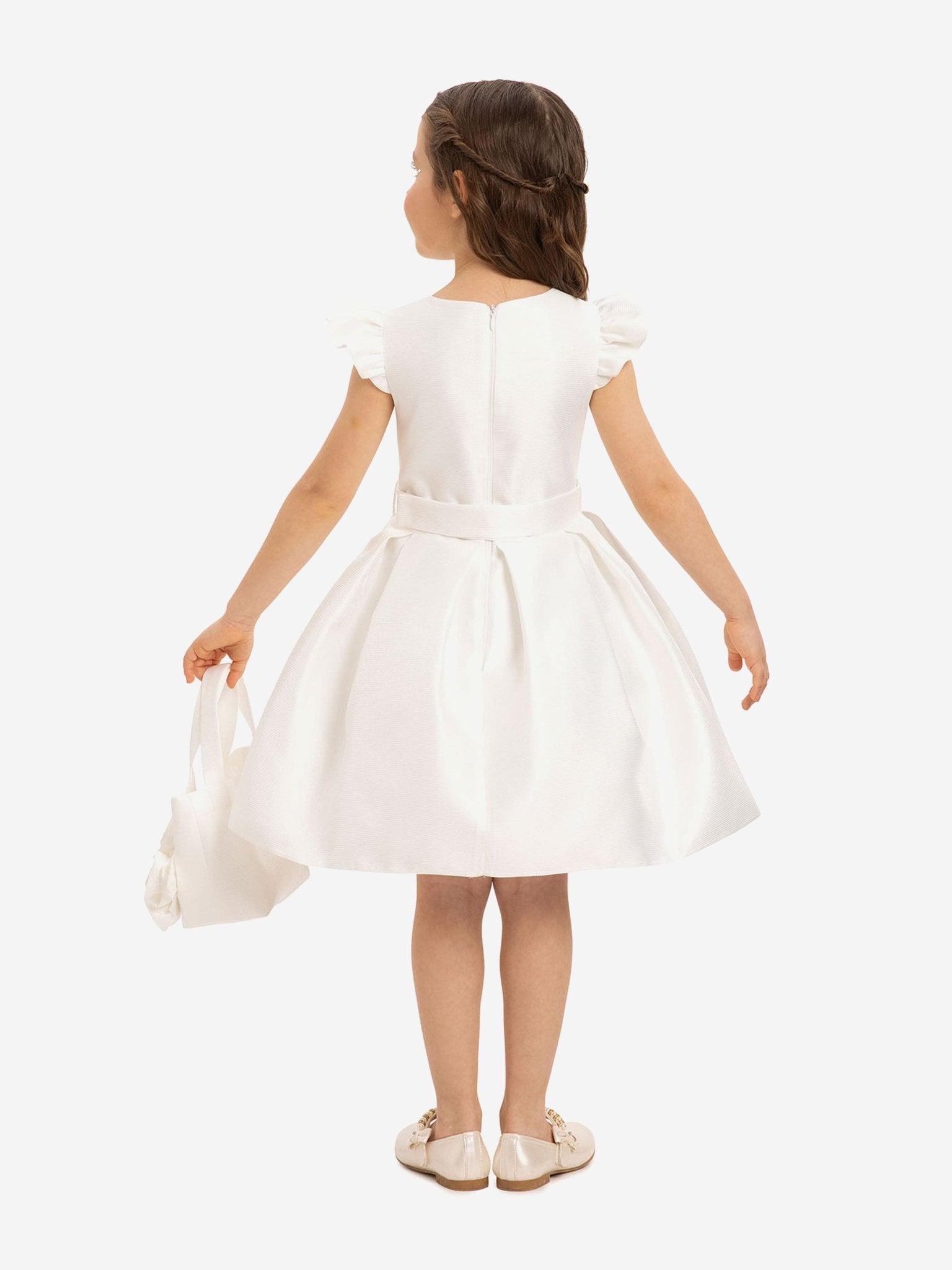 DRESS & Fleur Girls Dress with Matching Floral Bag in White - Vintress Fashion