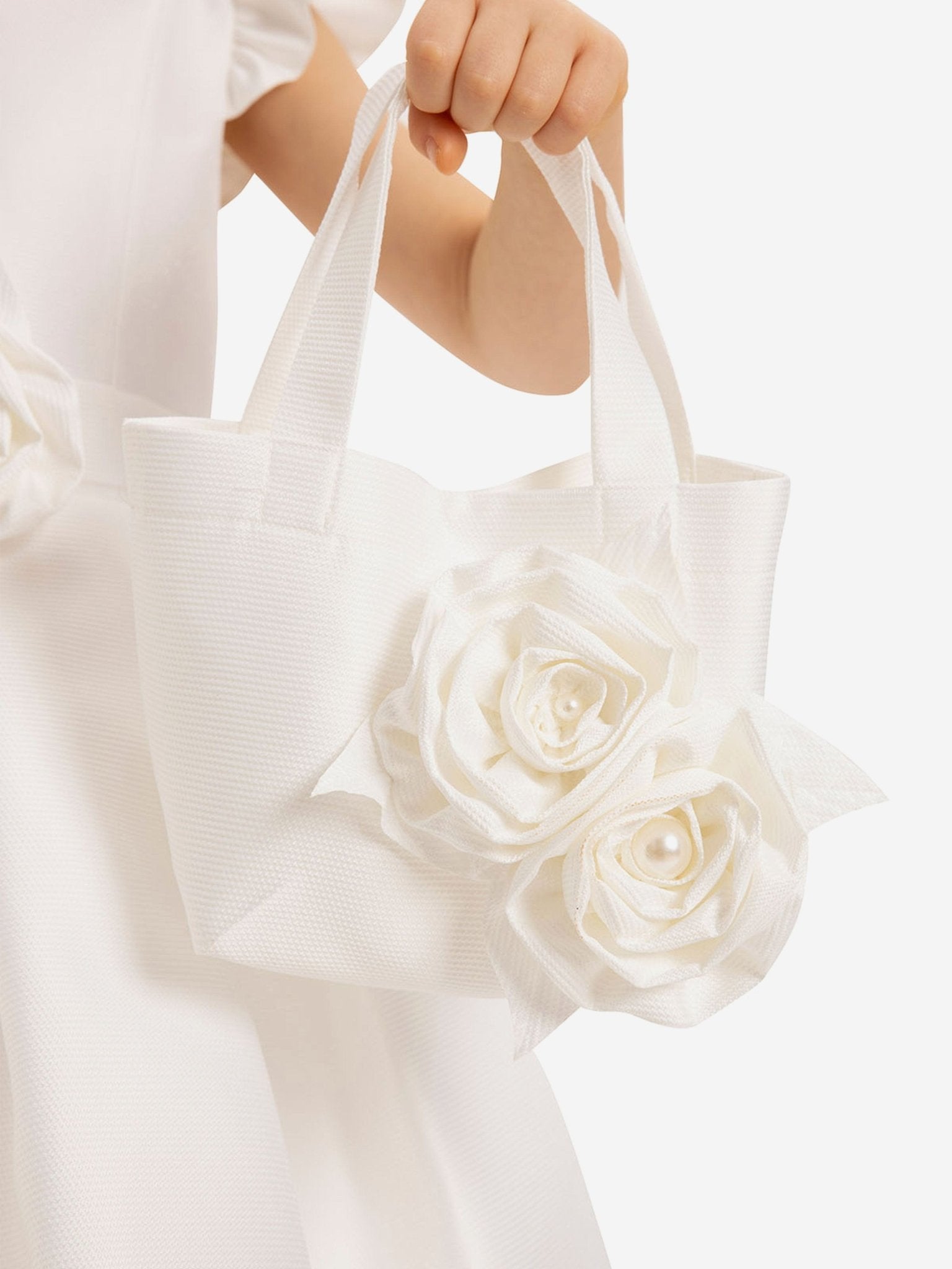 DRESS & Fleur Girls Dress with Matching Floral Bag in White - Vintress Fashion