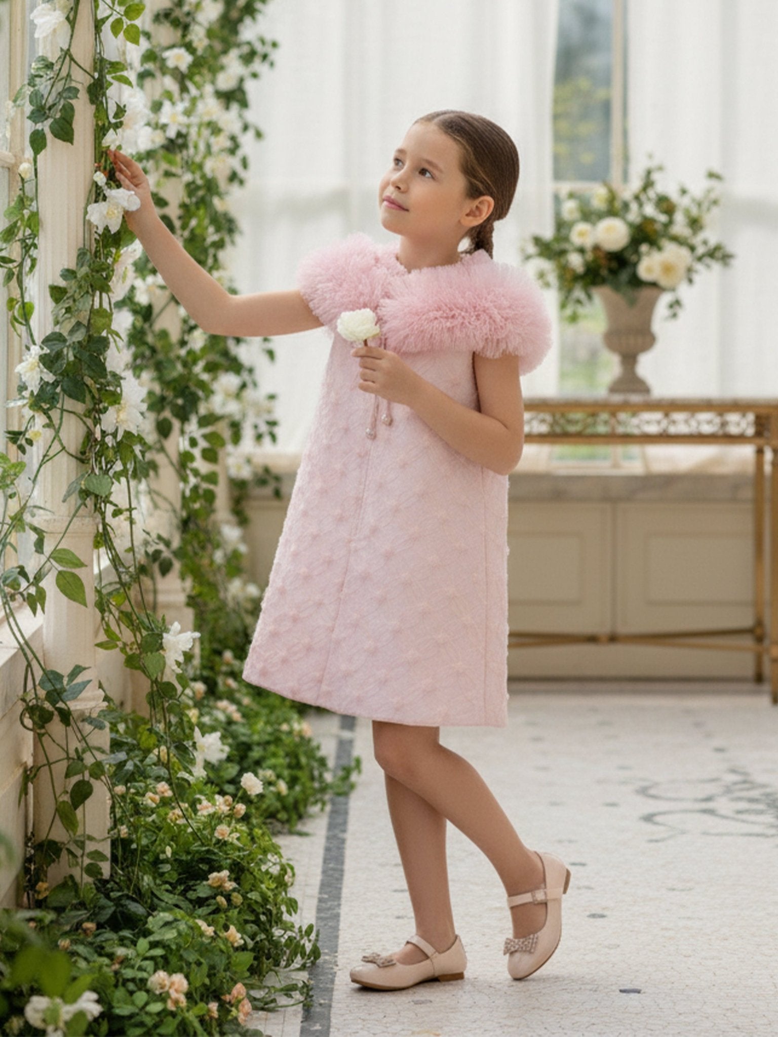 DRESS & Fleur Girls Occasion Dress and Cape Set in Pink - Vintress Fashion
