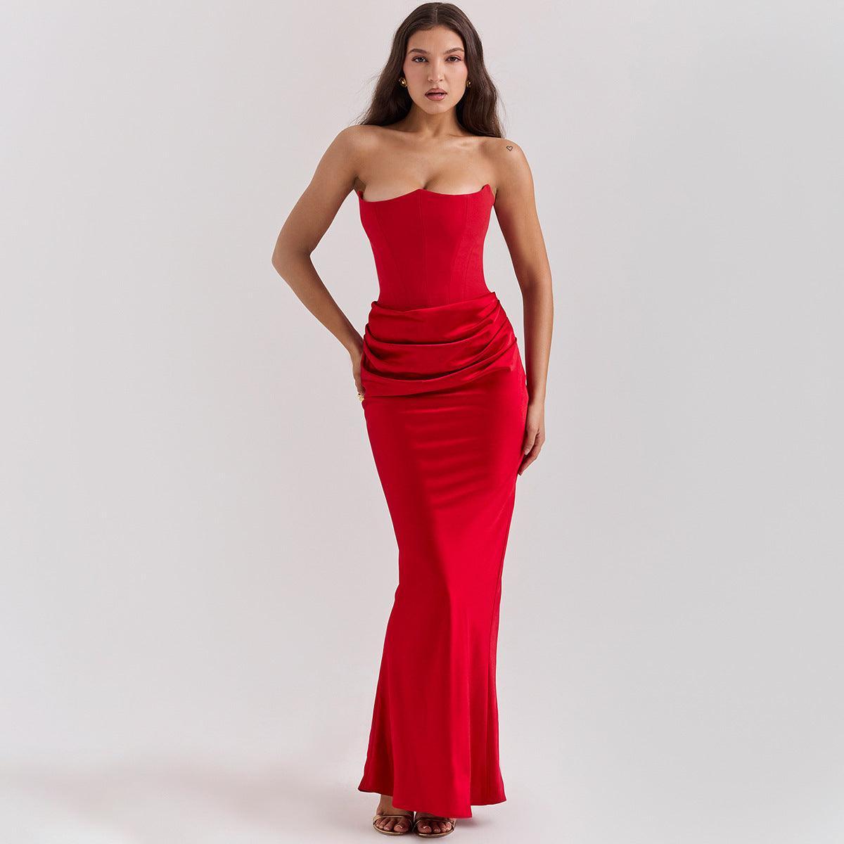 Elegant Dress Fishbone Velvet Gown - Vintress Fashion