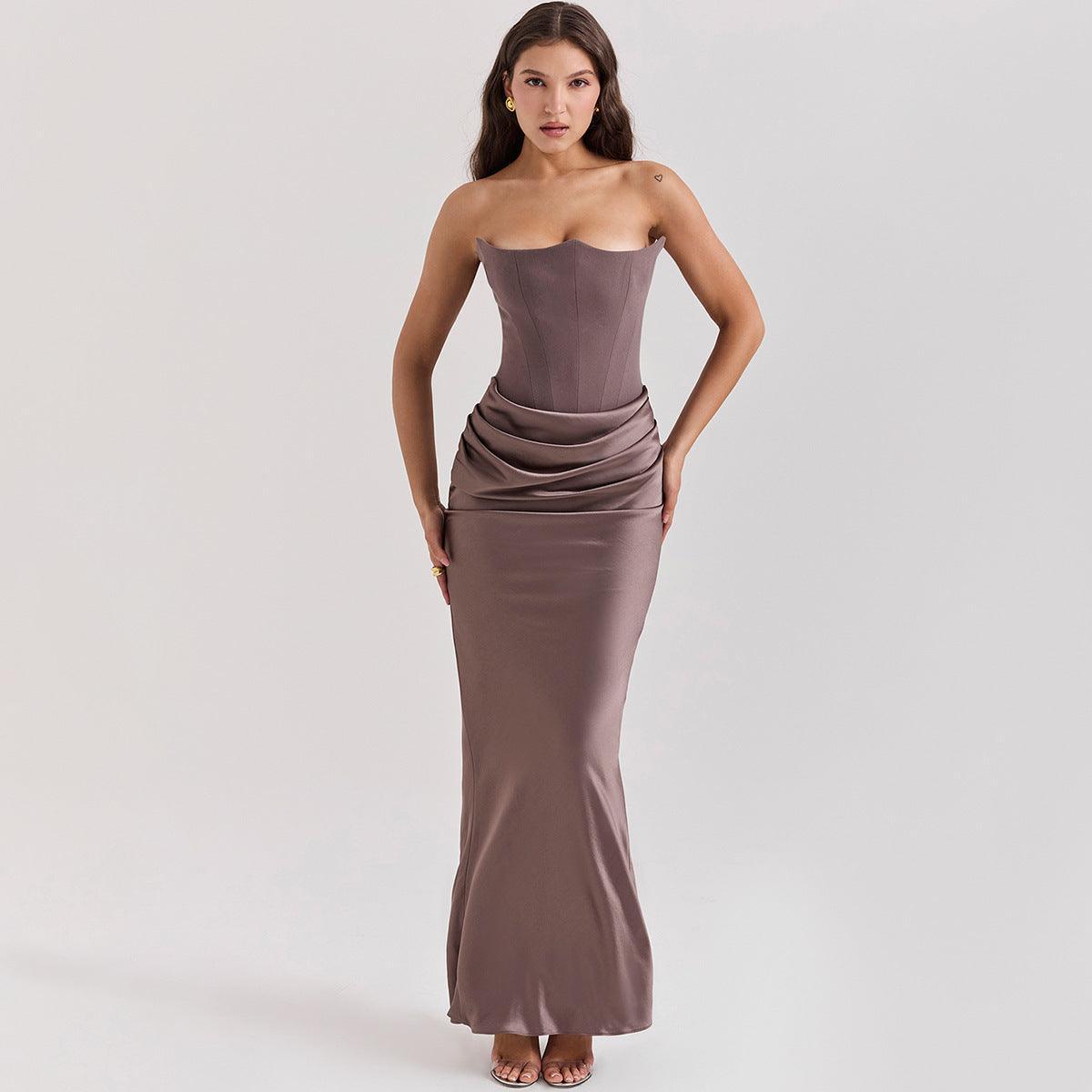 Elegant Dress Fishbone Velvet Gown - Vintress Fashion
