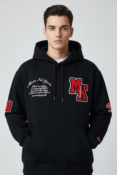 Embroidered letter hooded sweatshirt