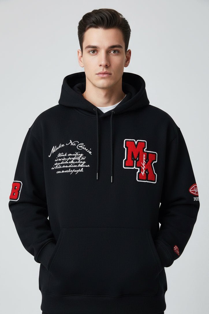 Embroidered letter hooded sweatshirt - Vintress Fashion