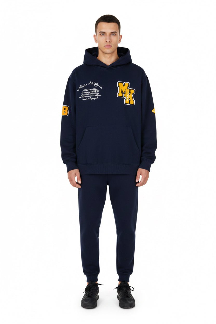 Embroidered letter hooded sweatshirt - Vintress Fashion