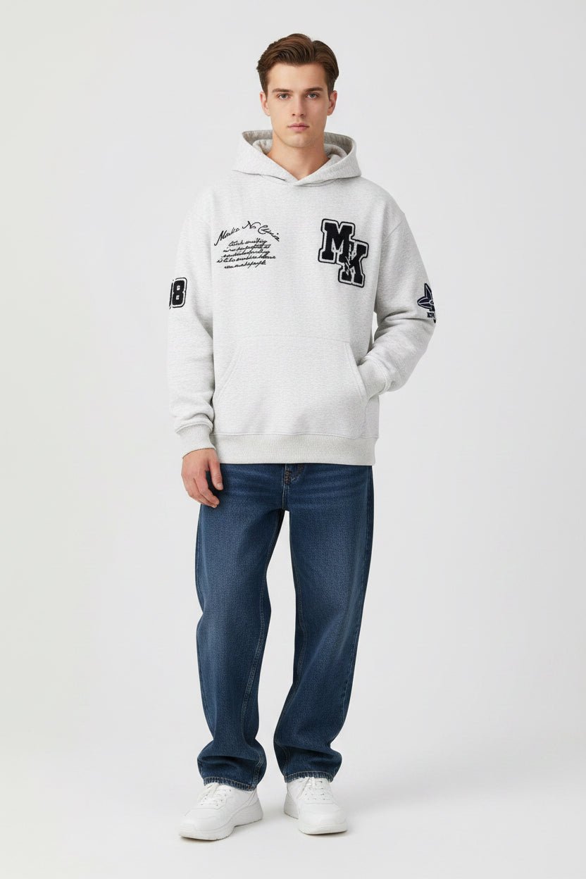 Embroidered letter hooded sweatshirt - Vintress Fashion
