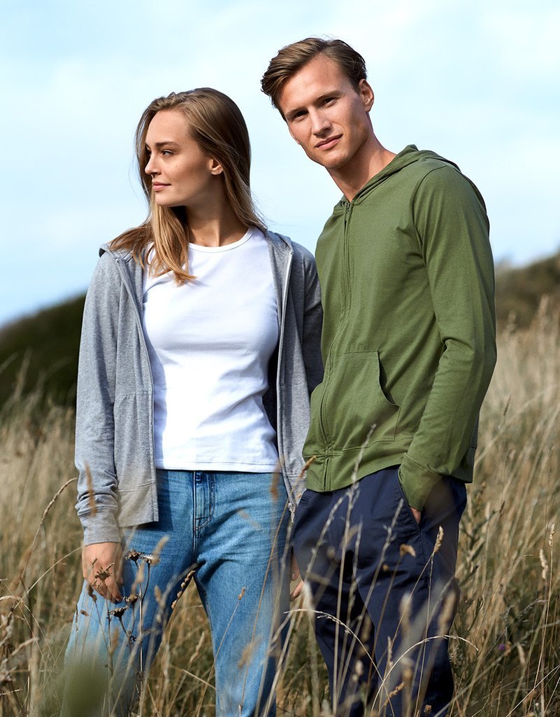 Fairtrade Organic Zipped T-shirt Hoodie: Unisex - Vintress Fashion