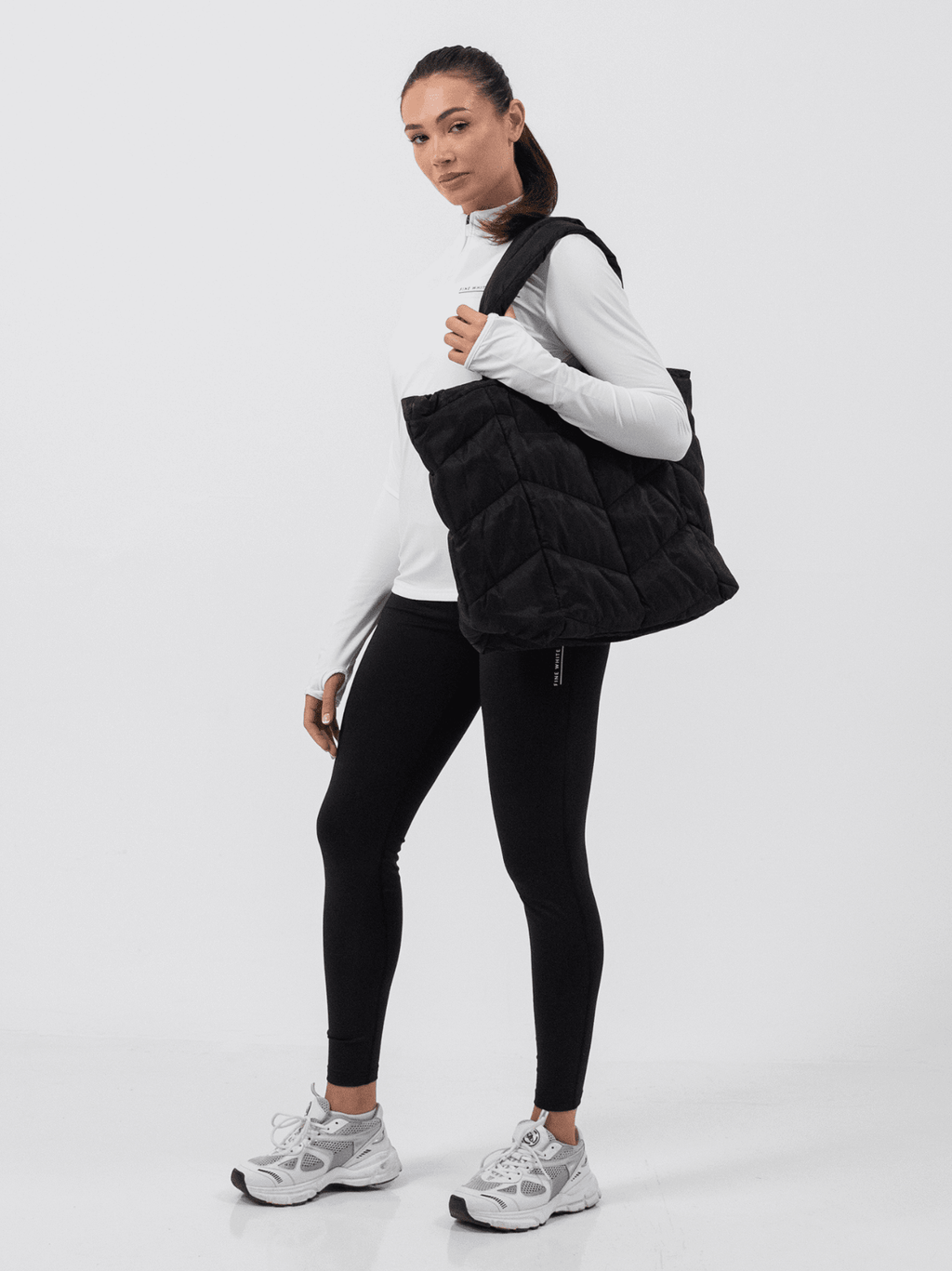 Fine White Line Padded Tote Bag - Vintress Fashion