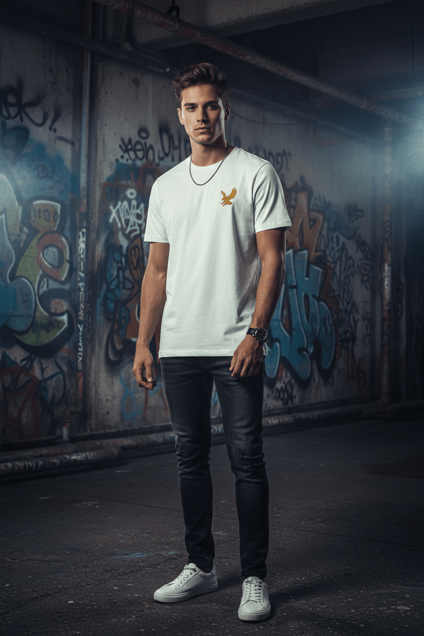 Gold Eagle | Crystal Palace | Embroidery | Cotton Tee - Vintress Fashion
