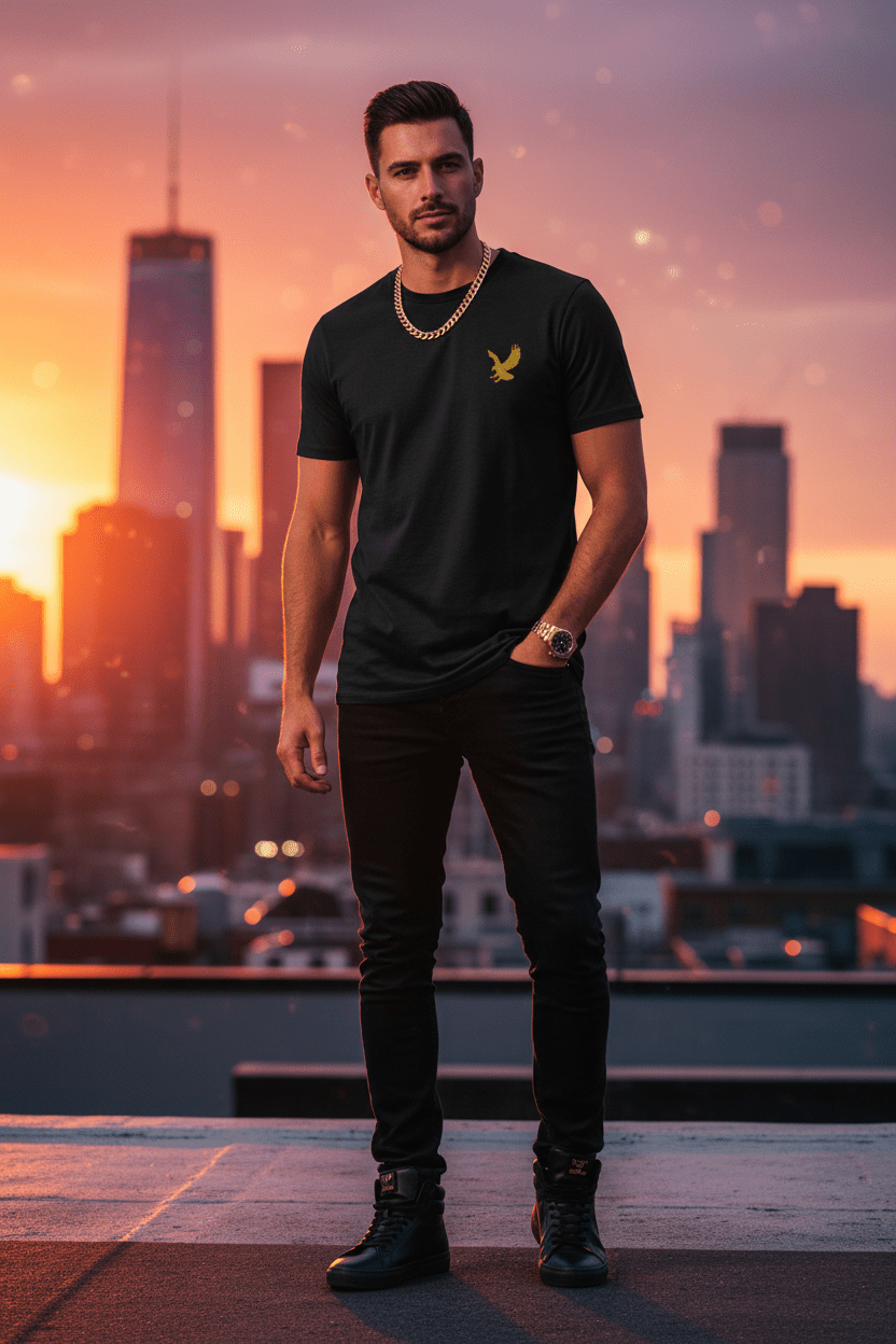 Gold Eagle | Crystal Palace | Embroidery | Cotton Tee - Vintress Fashion