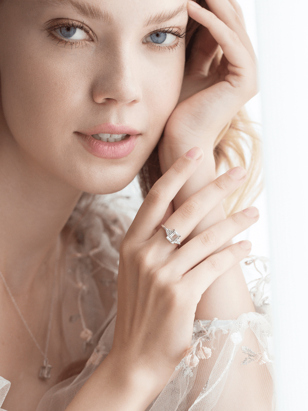 Green Amethyst Emerald Cut Ring in Sterling Silver - Vintress Fashion