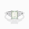 Green Amethyst Emerald Cut Ring in Sterling Silver - Vintress Fashion