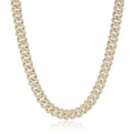 12mm Iced Prong Cuban Link Chain - Gold