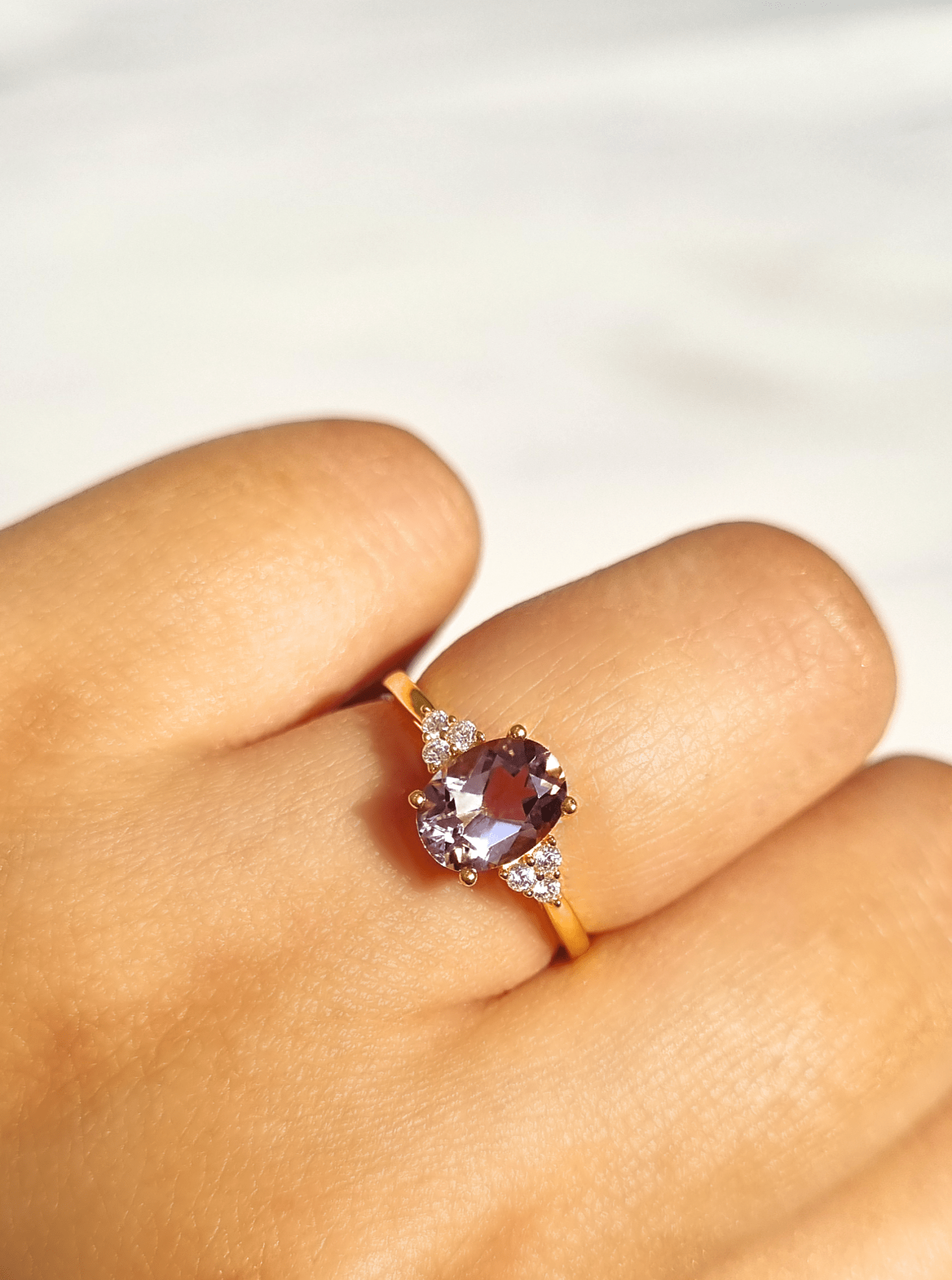 Lavender Amethyst Ring in 18k Gold Vermeil - Vintress Fashion