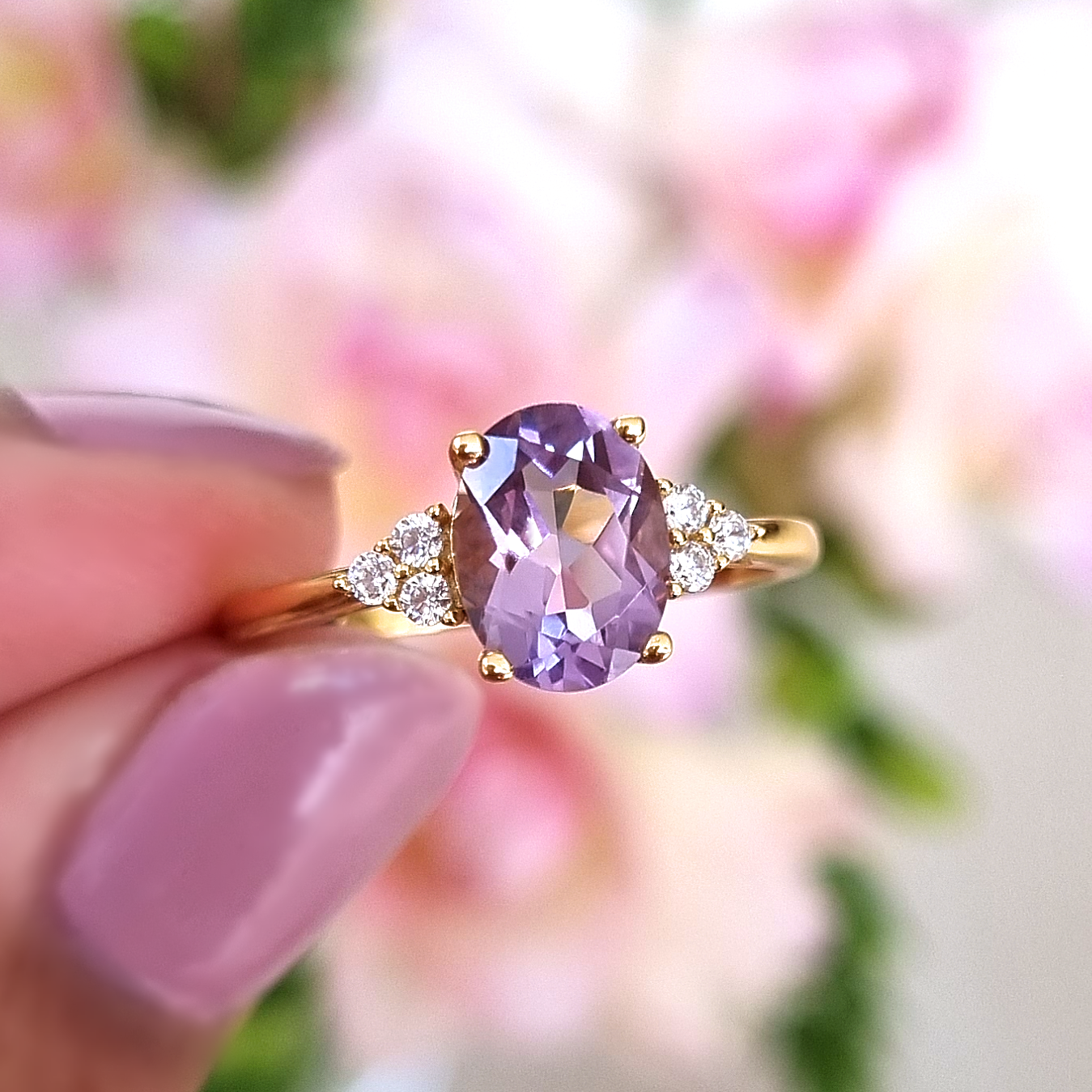 Lavender Amethyst Ring in 18k Gold Vermeil - Vintress Fashion