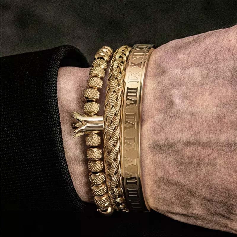 Luxury Roman Royal Crown Charm Bracelet Men Stainless - Vintress Fashion