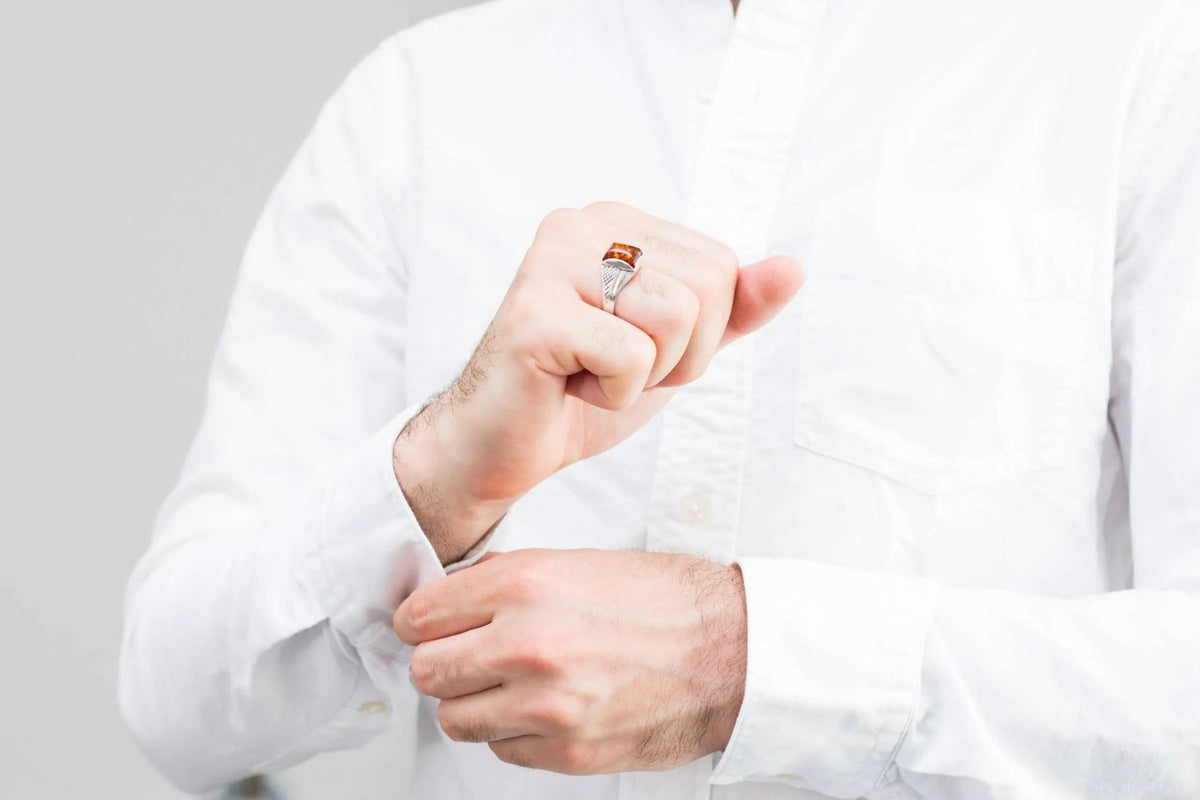 Men's Amber Solitaire Ring - Vintress Fashion