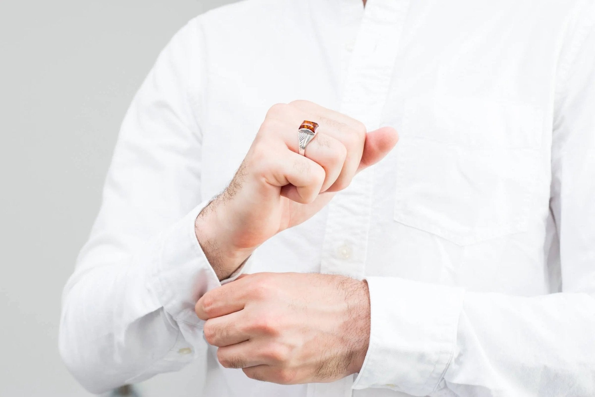 Men's Amber Solitaire Ring - Vintress Fashion
