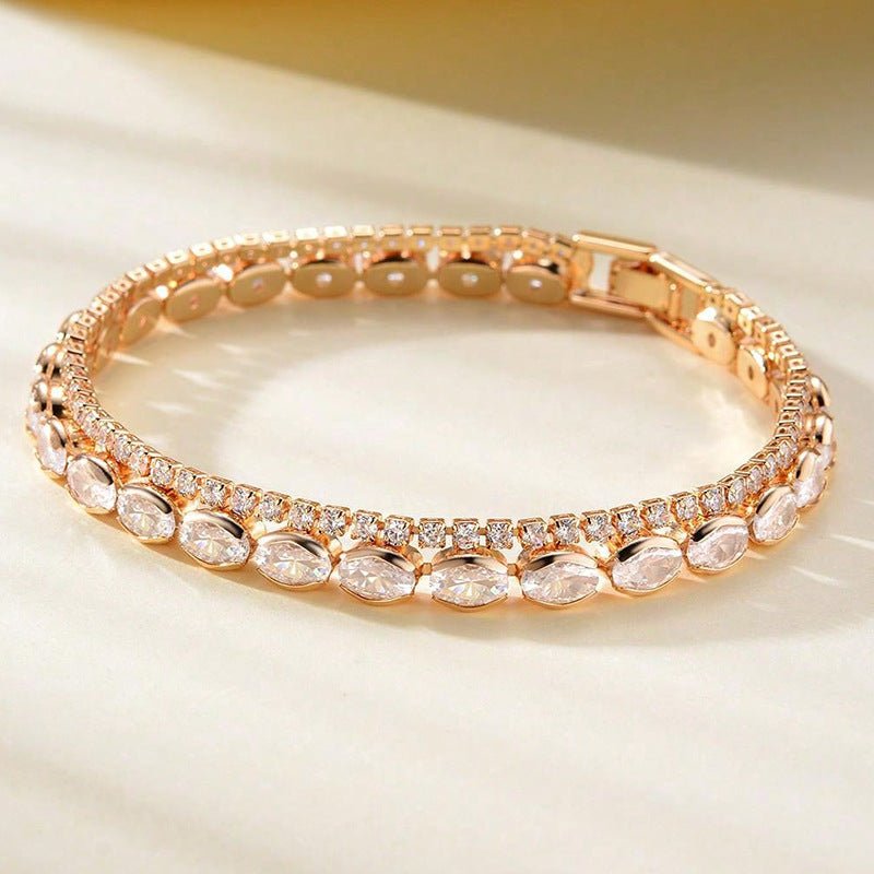 Men's And Women's Fashion Full Diamond Zirconia Double-row Tennis Chain Bracelet - Vintress Fashion