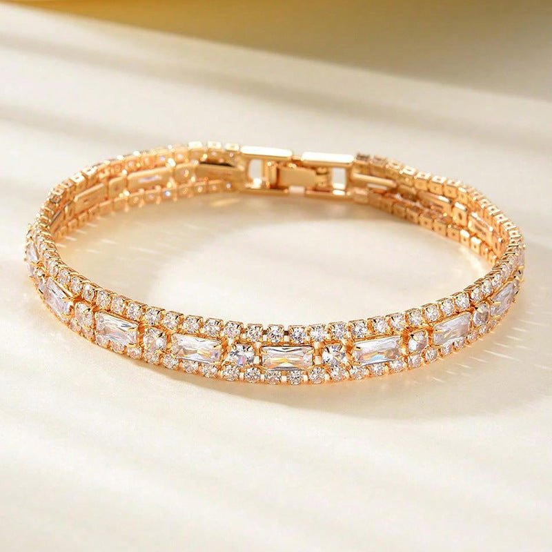Men's And Women's Fashion Full Diamond Zirconia Double-row Tennis Chain Bracelet - Vintress Fashion