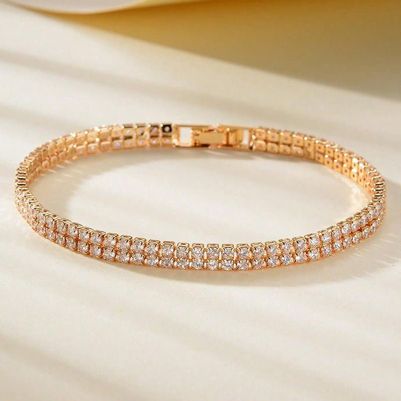 Men's And Women's Fashion Full Diamond Zirconia Double-row Tennis Chain Bracelet - Vintress Fashion