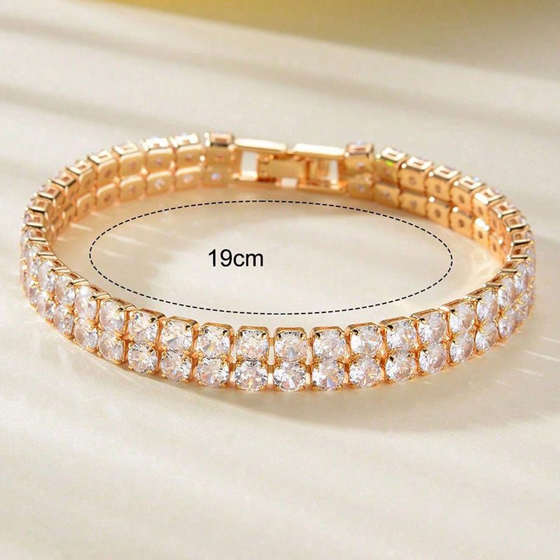 Men's And Women's Fashion Full Diamond Zirconia Double-row Tennis Chain Bracelet - Vintress Fashion