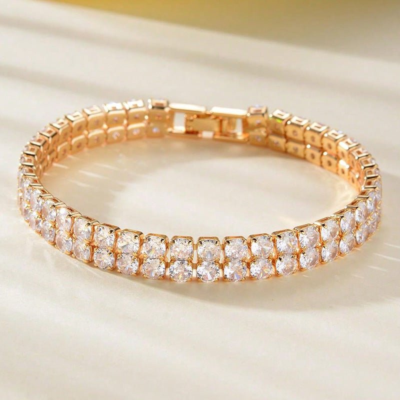 Men's And Women's Fashion Full Diamond Zirconia Double-row Tennis Chain Bracelet - Vintress Fashion