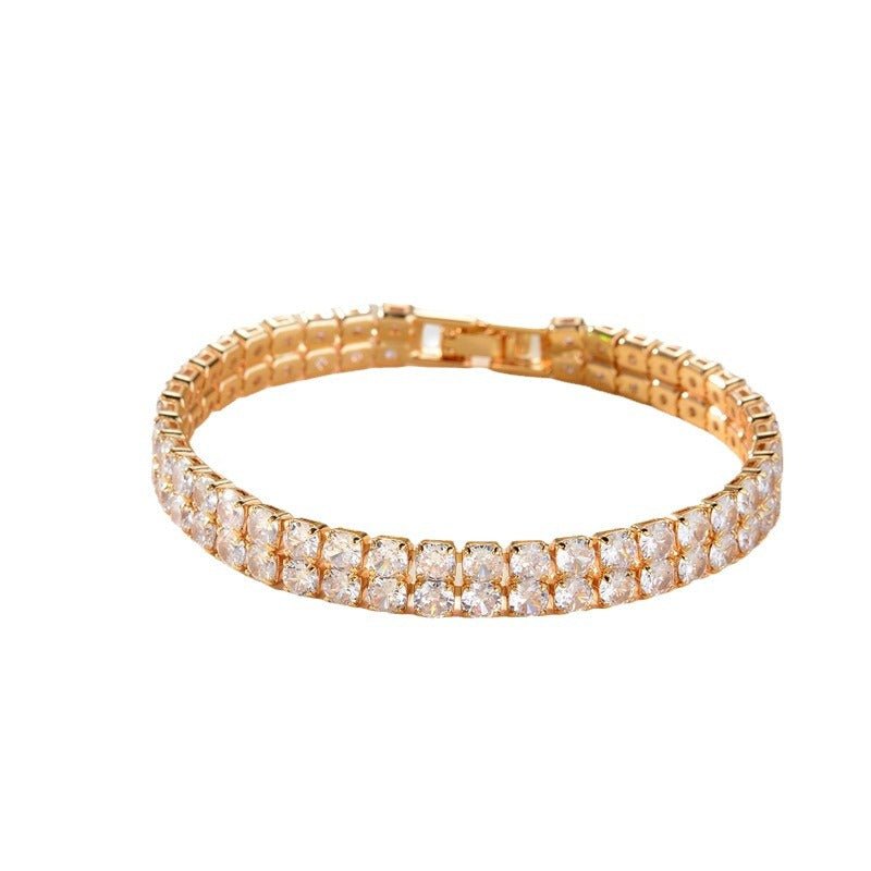Men's And Women's Fashion Full Diamond Zirconia Double-row Tennis Chain Bracelet - Vintress Fashion