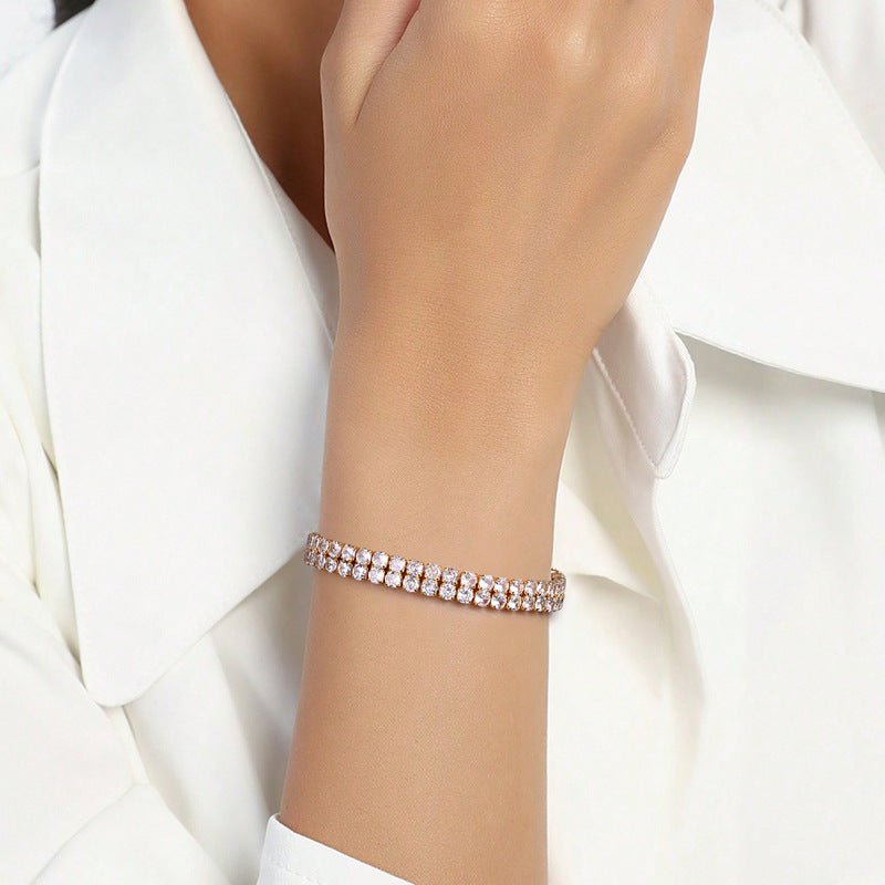 Men's And Women's Fashion Full Diamond Zirconia Double-row Tennis Chain Bracelet - Vintress Fashion