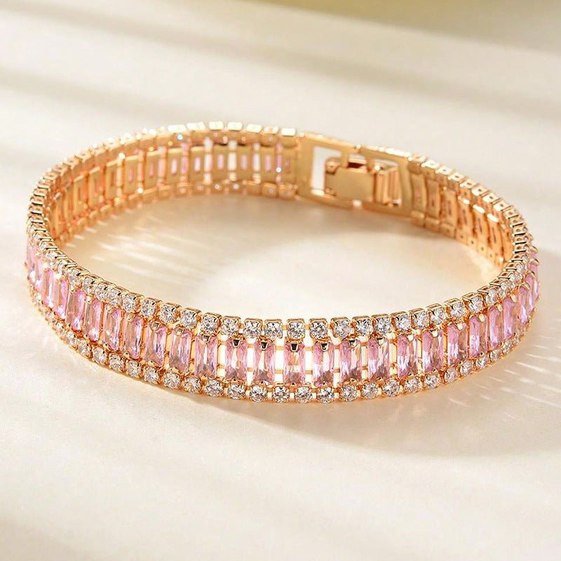Men's And Women's Fashion Full Diamond Zirconia Double-row Tennis Chain Bracelet - Vintress Fashion