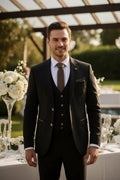 Men's Black 3 Piece Tailored Fit Suit - Vintress Fashion