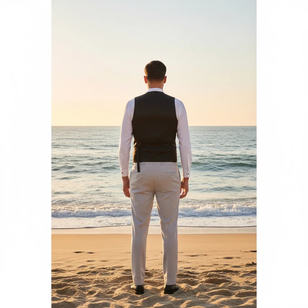 Men's Light Grey Tailored Fit Wedding 3 Piece Suit - Vintress Fashion
