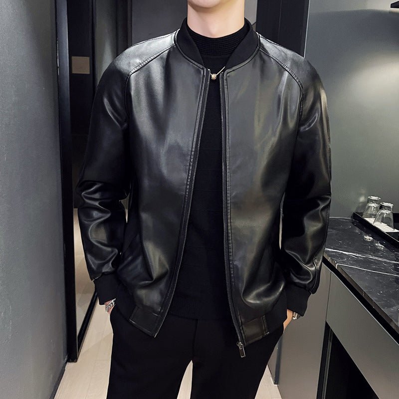 Men's Slim Fit Trendy Handsome Washed Leather Jacket - Vintress Fashion