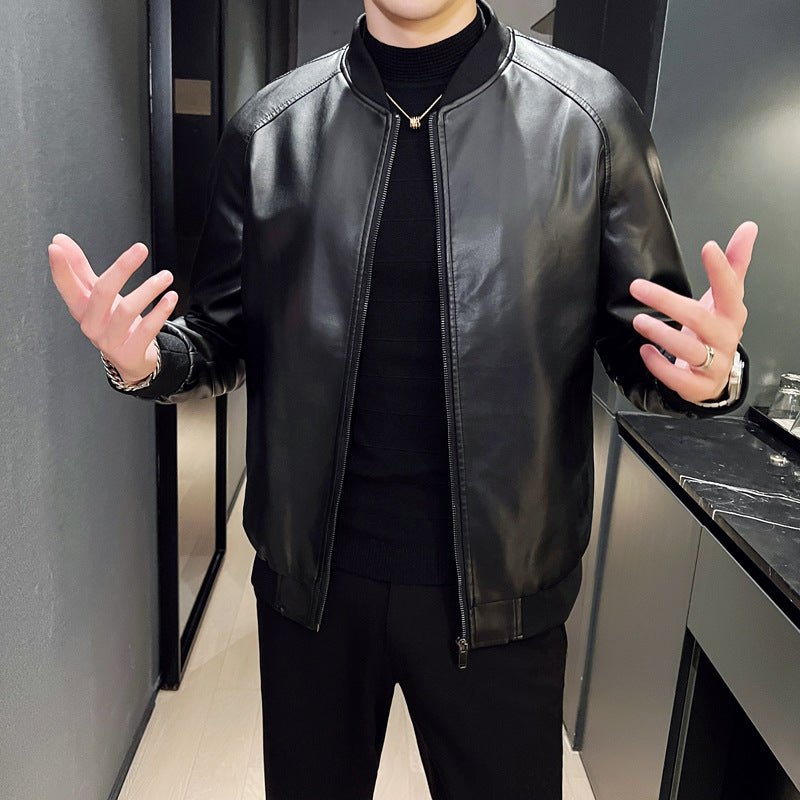 Men's Slim Fit Trendy Handsome Washed Leather Jacket - Vintress Fashion