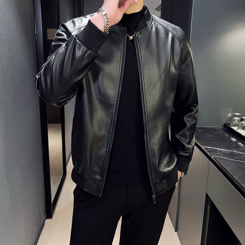Men's Slim Fit Trendy Handsome Washed Leather Jacket - Vintress Fashion