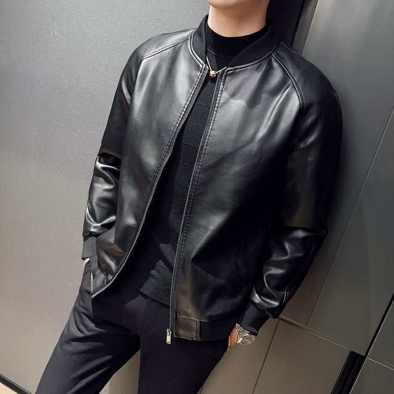 Men's Slim Fit Trendy Handsome Washed Leather Jacket - Vintress Fashion
