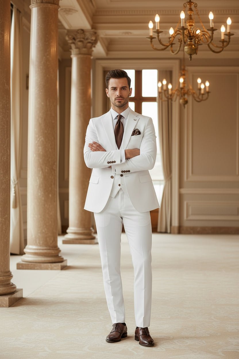Men's Three-piece Slim-fit Dovetail Groom Dress - Vintress Fashion