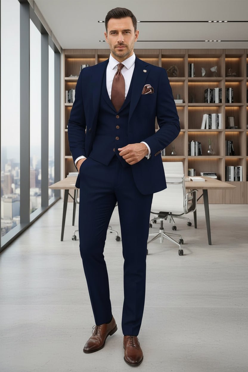 Men's Three-piece Slim-fit Dovetail Groom Dress - Vintress Fashion