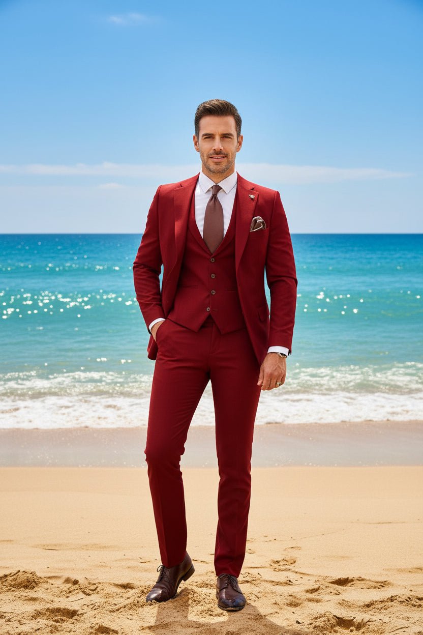 Men's Three-piece Slim-fit Dovetail Groom Dress - Vintress Fashion