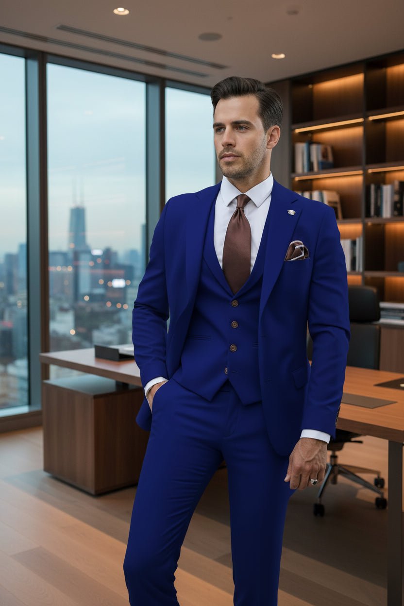 Men's Three-piece Slim-fit Dovetail Groom Dress - Vintress Fashion