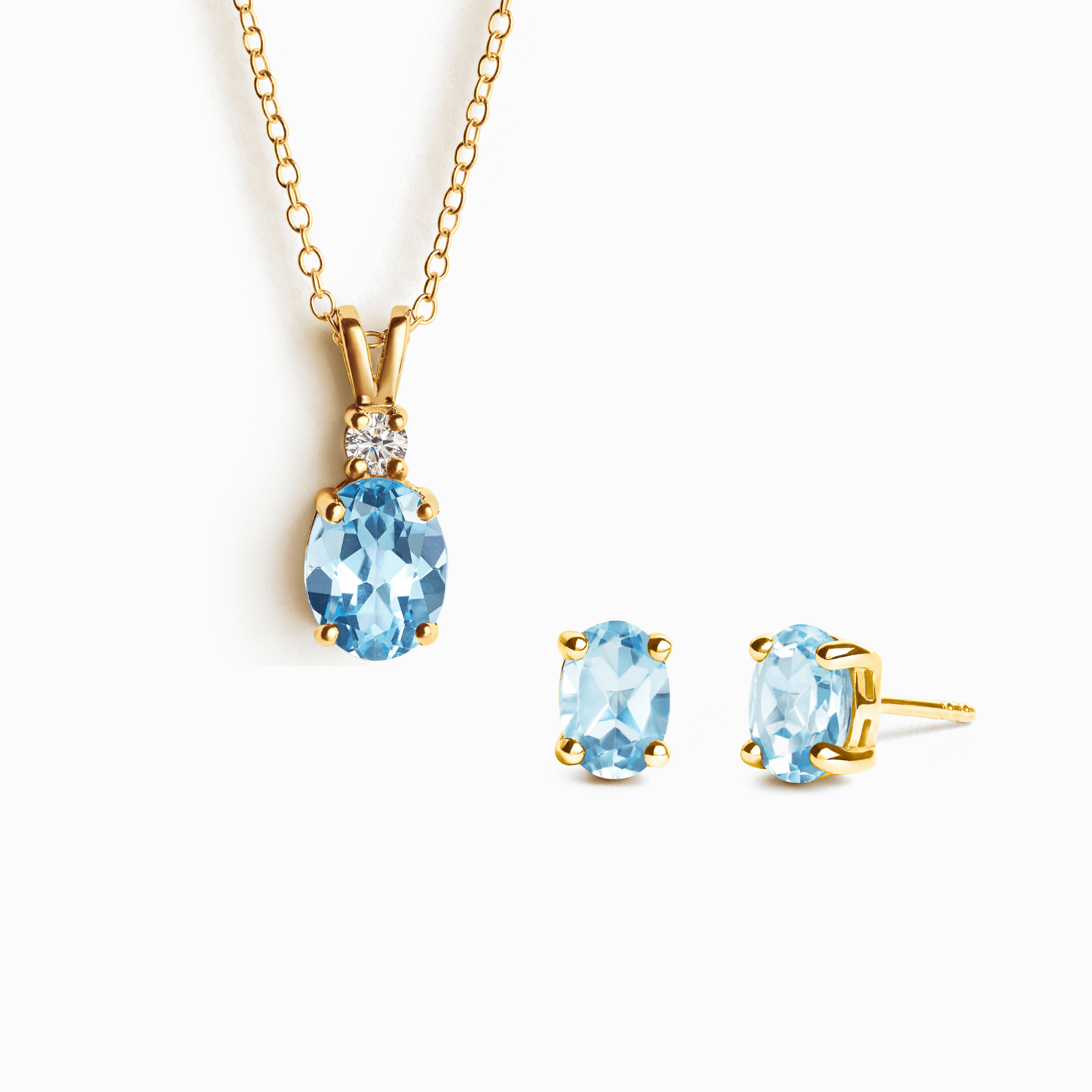 Mini Set 1 - Blue Topaz Jewellery Set in 18k Gold Vermeil - Vintress Fashion
