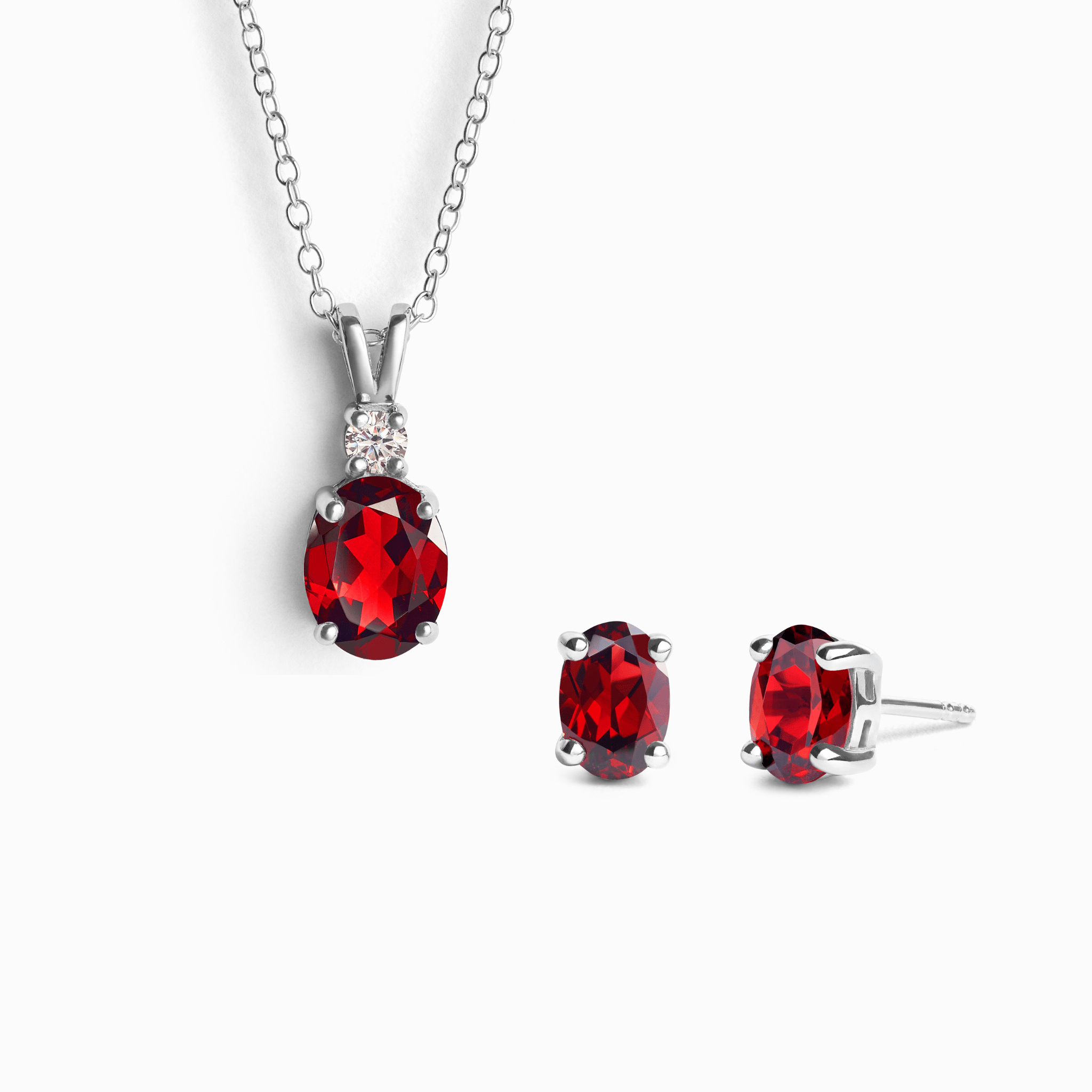 Mini Set 1 - Garnet Jewellery Set in Sterling Silver - Vintress Fashion